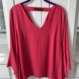 White House Black Market Red V-Neck Blouse